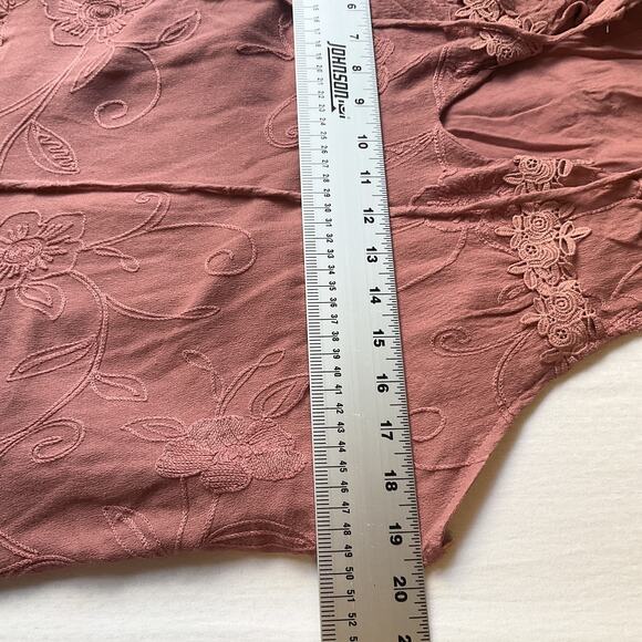 Mi Ami Women Dress M Mauve Floral Embroidery Tassel Lace Sleeveless Knee Length - Picture 5 of 9